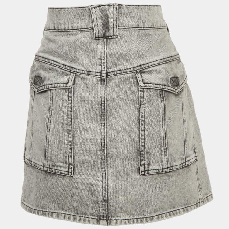 Pre Owned Isabel Marant Etoile Grey Washed Denim Mini Skirt L