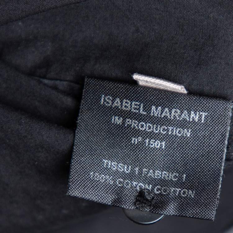 Pre Owned Isabel Marant Etoile Black Cotton Pintuck Embroidered Detail Blouse S