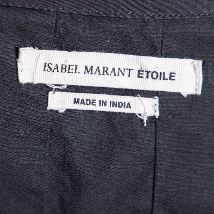 Pre Owned Isabel Marant Etoile Black Cotton Pintuck Embroidered Detail Blouse S