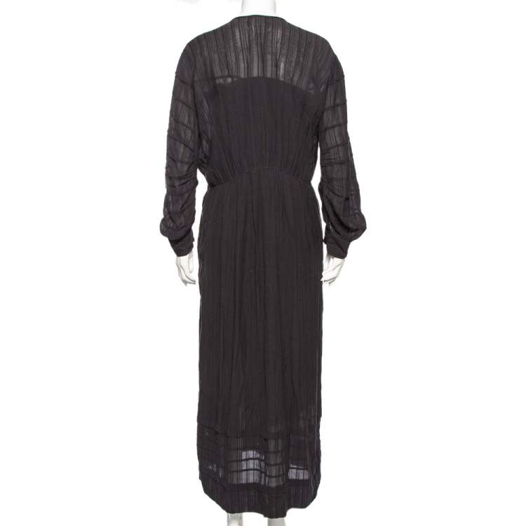 Pre Owned Isabel Marant Etoile Black Knit Buttoned Shoulder Detail Maxi Dress S