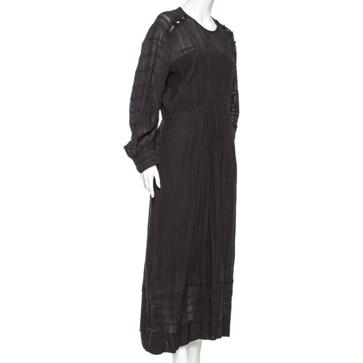 Pre Owned Isabel Marant Etoile Black Knit Buttoned Shoulder Detail Maxi Dress S