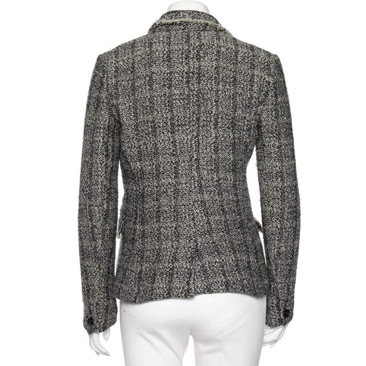 Pre Owned Isabel Marant Etoile Grey Tweed Single Buttoned Lacy Jacket M