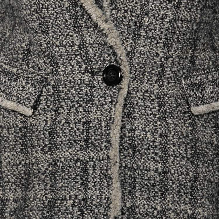 Pre Owned Isabel Marant Etoile Grey Tweed Single Buttoned Lacy Jacket M