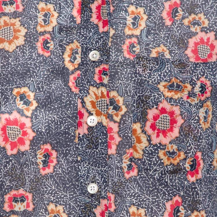 Pre Owned Isabel Marant Etoile Grey Floral Printed Silk Button Front Shirt S