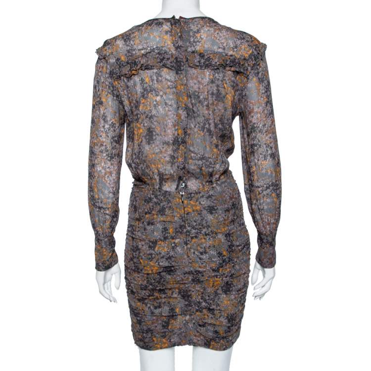 Pre Owned Isabel Marant Etoile Multicolored Printed Ruched Dress XS