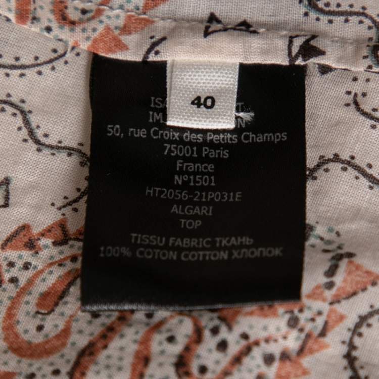 Pre Owned Isabel Marant Etoile Pale Pink Printed Cotton Algari Blouse M