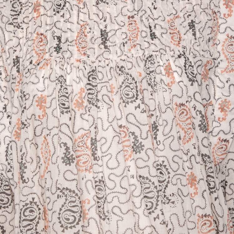Pre Owned Isabel Marant Etoile Pale Pink Printed Vega High Neck Blouse M