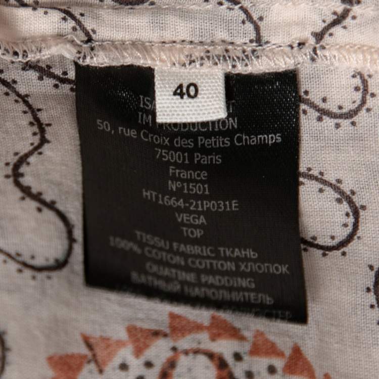 Pre Owned Isabel Marant Etoile Pale Pink Printed Vega High Neck Blouse M
