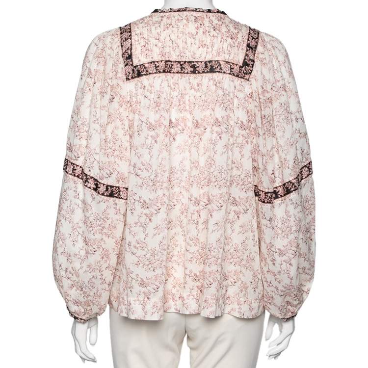 Pre Owned Isabel Marant Etoile Pale Pink Floral Printed Violette Blouse M