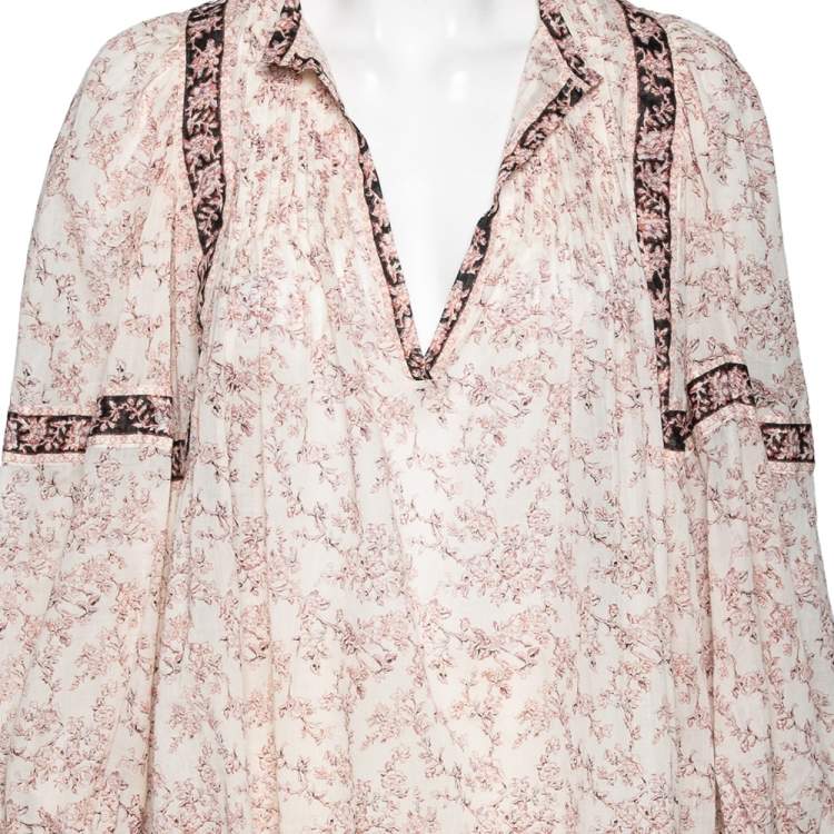 Pre Owned Isabel Marant Etoile Pale Pink Floral Printed Violette Blouse M