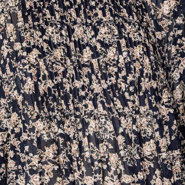Pre Owned Isabel Marant Etoile Multicolored Floral Printed Cotton Pintuck Pleated Vanille Dress M