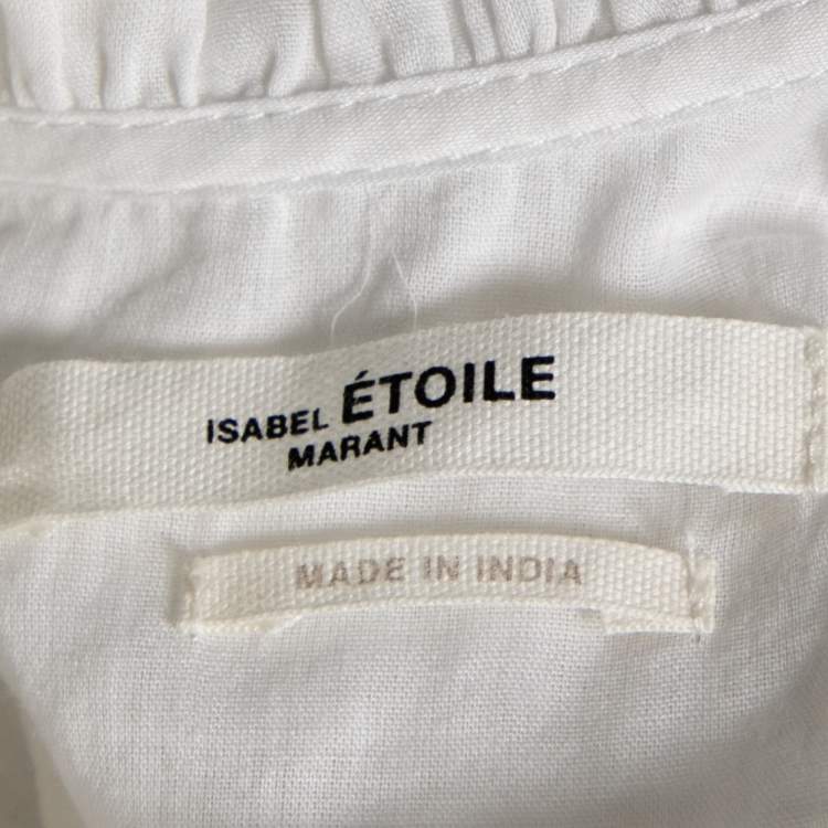 Pre Owned Isabel Marant Etoile White Cotton Lace Trimmed Blouse S