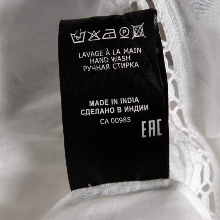 Pre Owned Isabel Marant Etoile White Cotton Lace Trimmed Blouse S