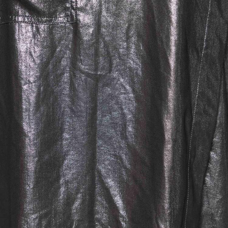 Pre Owned Isabel Marant Etoile Silver Synthetic Asymmetric Button Front Top XS