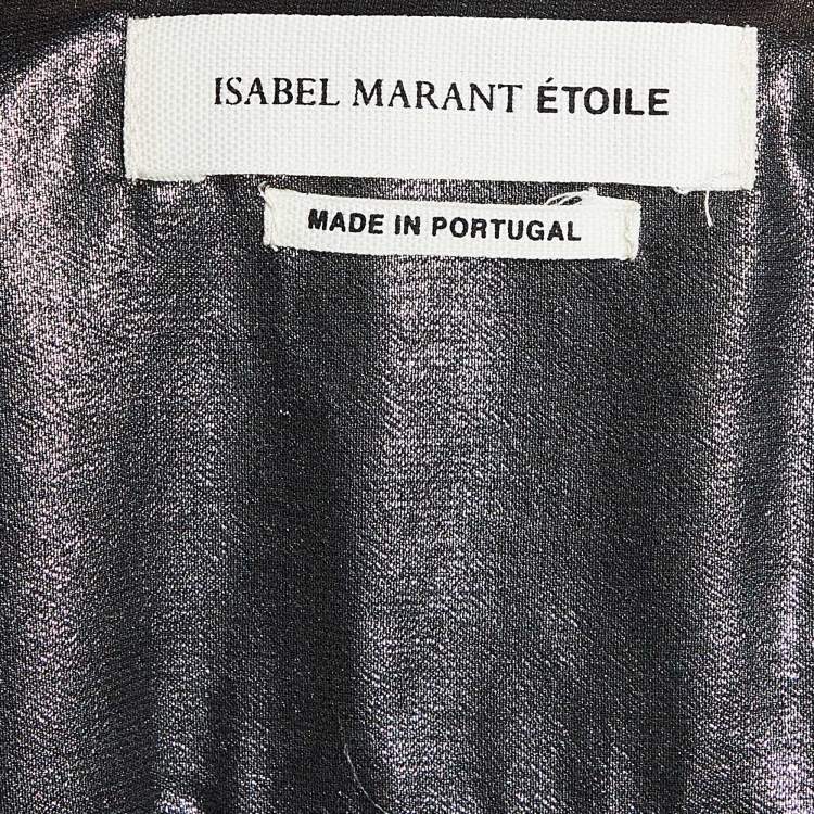 Pre Owned Isabel Marant Etoile Silver Synthetic Asymmetric Button Front Top XS