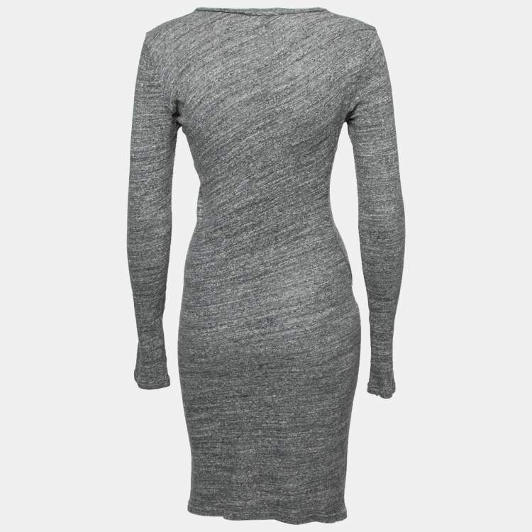 Pre Owned Isabel Marant Etoile Grey Knit Round Neck Long Sleeve Dress M