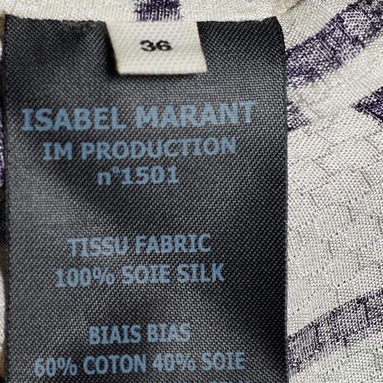 Pre Owned Isabel Marant Etoile White Check Print Silk Top XS