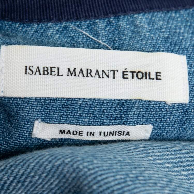Pre Owned Isabel Marant Etoile Blue Denim Oriane Half Sleeve Dress M