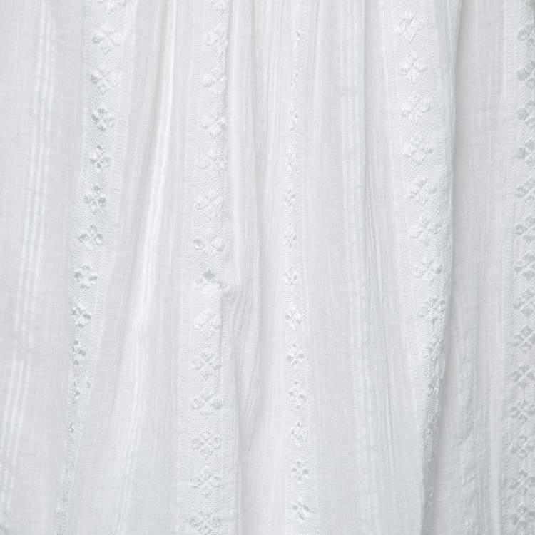 Pre Owned Isabel Marant Etoile White Cotton Lace Trimmed Blouse S