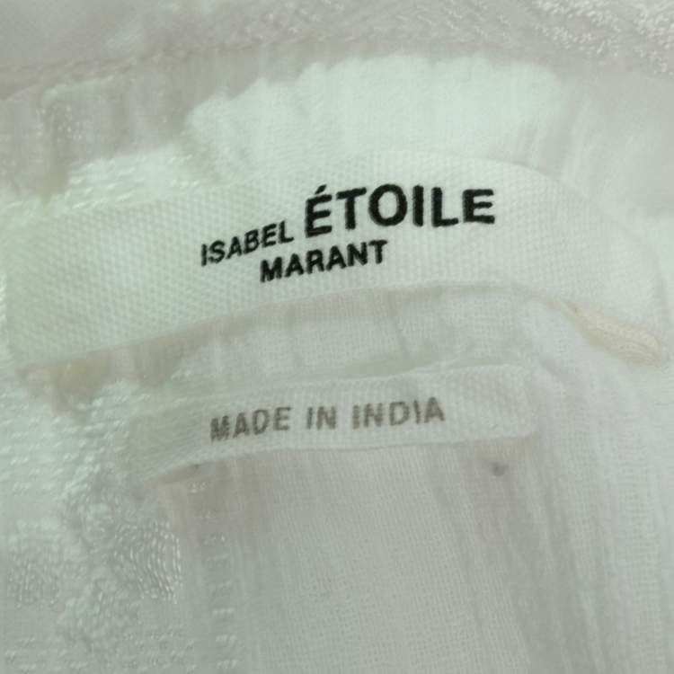 Pre Owned Isabel Marant Etoile White Cotton Lace Trimmed Blouse S