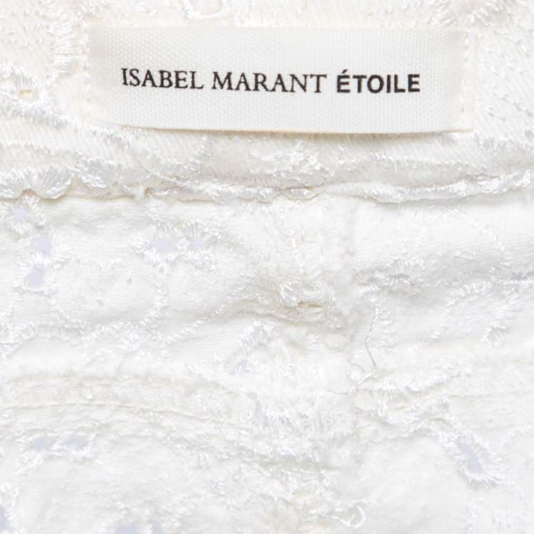 مملوكة مسبقًا Isabel Marant Etoile White Lace Embroidered Jeans M