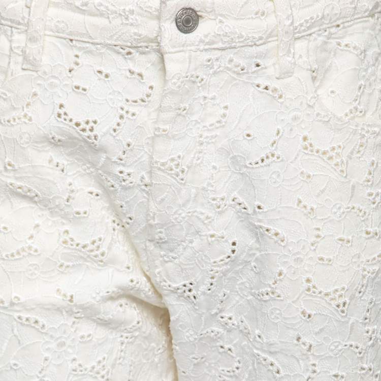 مملوكة مسبقًا Isabel Marant Etoile White Lace Embroidered Jeans M