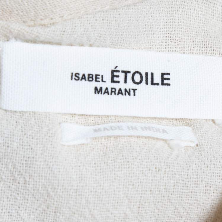 Pre Owned Isabel Marant Etoile Cream Cotton Embroidered Long Sleeve Blouse M