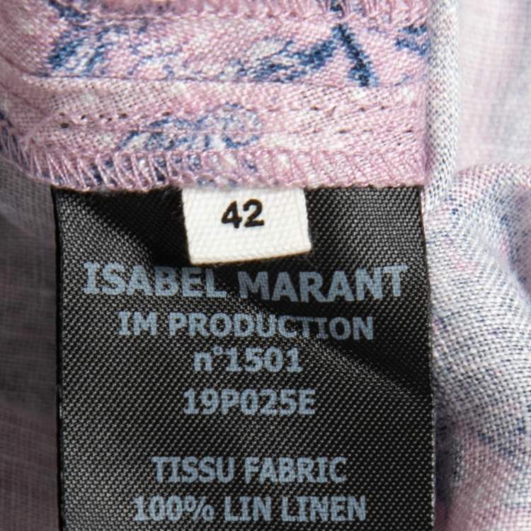 Pre Owned Isabel Marant Etoile Pink Printed Linen Tempster Wrap Skirt L