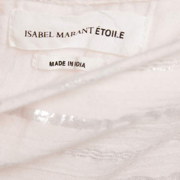 Pre Owned Isabel Marant Etoile Light Pink Lurex Striped Cotton Blouse M