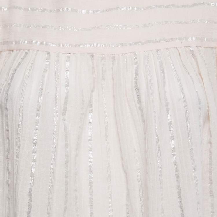 Pre Owned Isabel Marant Etoile Light Pink Lurex Striped Cotton Blouse M