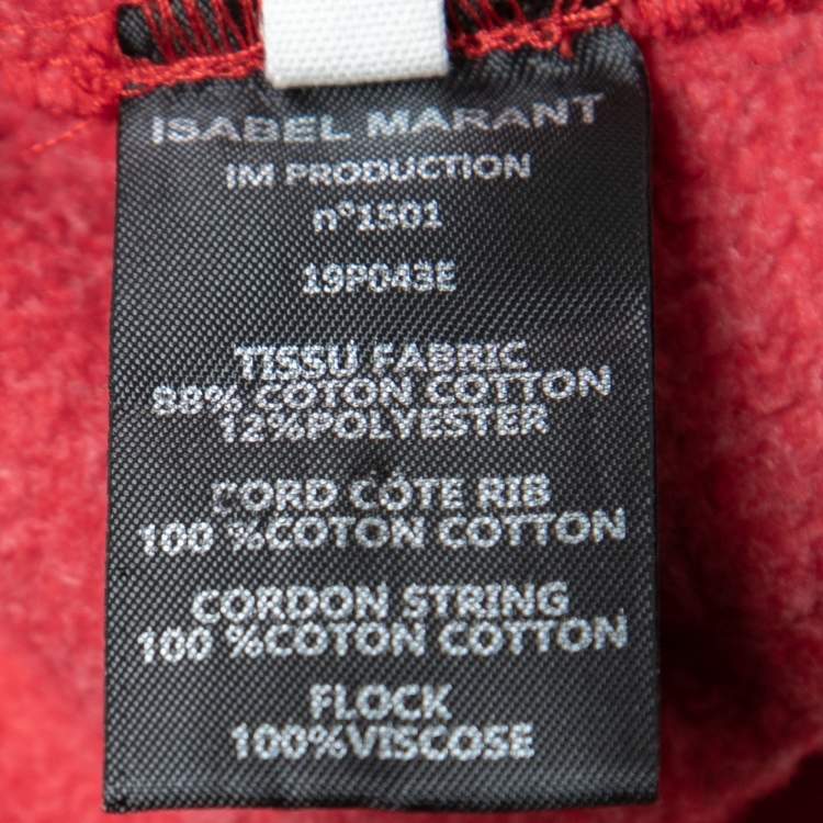 Pre Owned Isabel Marant Etoile Red Jersey Hooded Sweatshirt M