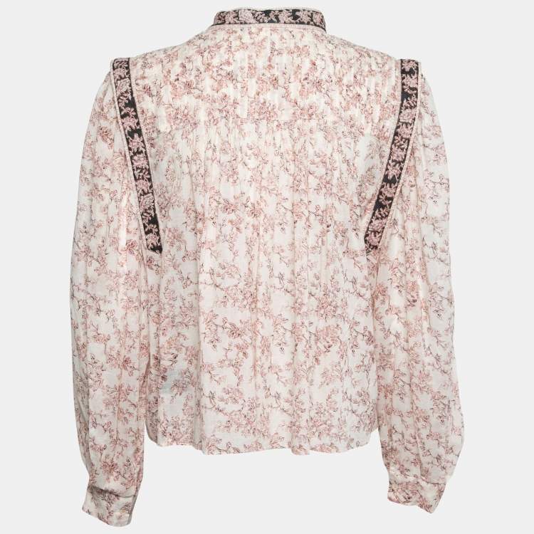 Pre Owned Isabel Marant Etoile Multicolor Floral Printed Pleated Front Blouse M