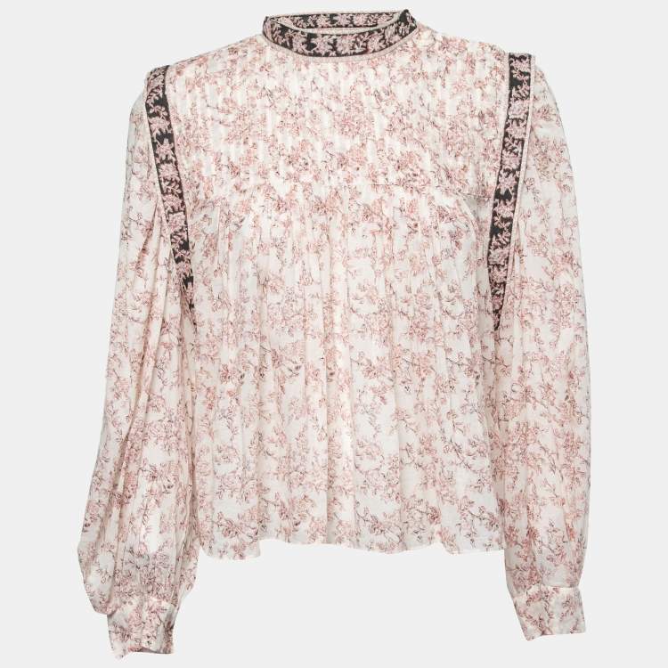 Pre Owned Isabel Marant Etoile Multicolor Floral Printed Pleated Front Blouse M