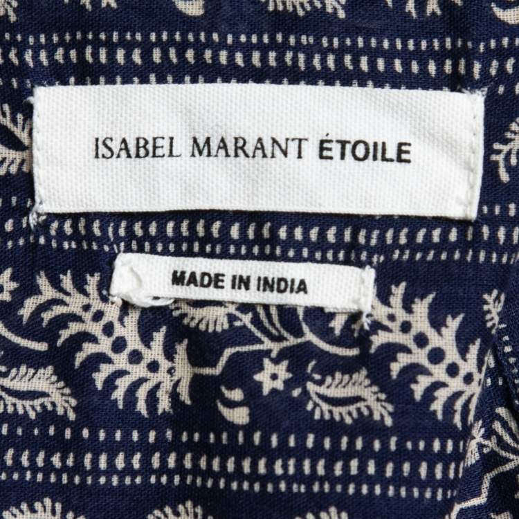 Pre Owned Isabel Marant Etoile Navy blue Floral Printed Cotton Tunic Top M