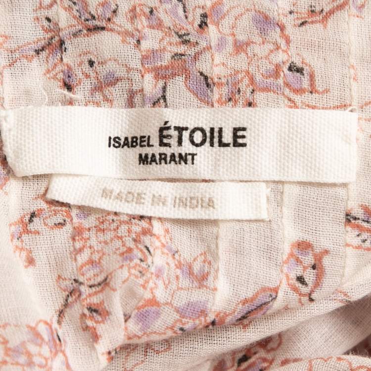 Pre Owned Isabel Marant Etoile Multicolor Floral Printed Cotton Pleated Long Sleeve Mini Dress M