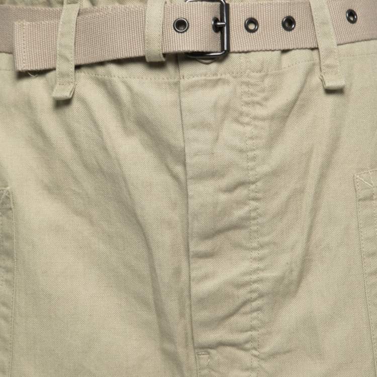 Pre Owned Isabel Marant Etoile Beige Canvas High Waist Belted Shorts S