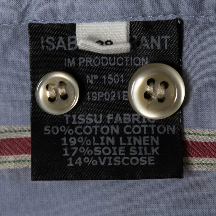 Pre Owned Isabel Marant Etoile Blue Striped Cotton Blend Yucca Shirt Dress M