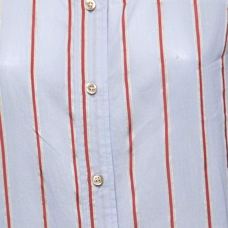 Pre Owned Isabel Marant Etoile Blue Striped Cotton Blend Yucca Shirt Dress M