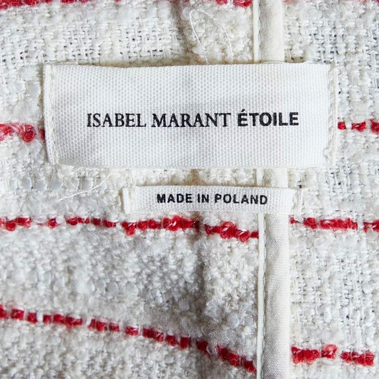 Pre Owned Isabel Marant Etoile Cream & Red Striped Tweed Glenn Jacket M
