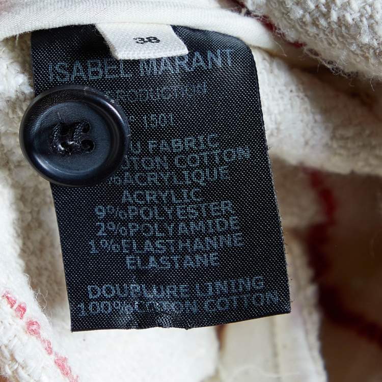 Pre Owned Isabel Marant Etoile Cream & Red Striped Tweed Glenn Jacket M