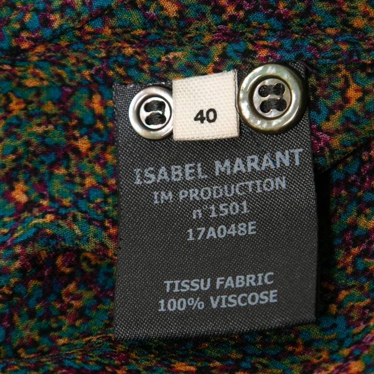 Pre Owned Isabel Marant Etoile Multicolor Printed Crepe Button Detail Ruffled Hem Maxi Dress M