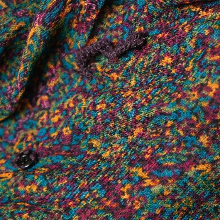 Pre Owned Isabel Marant Etoile Multicolor Printed Crepe Button Detail Ruffled Hem Maxi Dress M