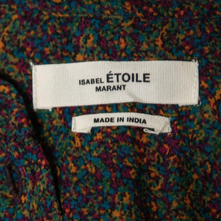 Pre Owned Isabel Marant Etoile Multicolor Printed Crepe Button Detail Ruffled Hem Maxi Dress M