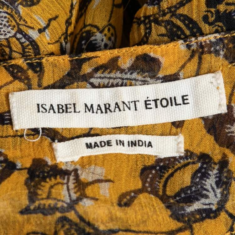 Pre Owned Isabel Marant Etoile Yellow Floral Printed Sleeveless Top M