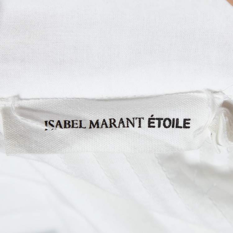 Pre Owned Isabel Marant Etoile White Cotton Lace Detail Pintuck Shirt M