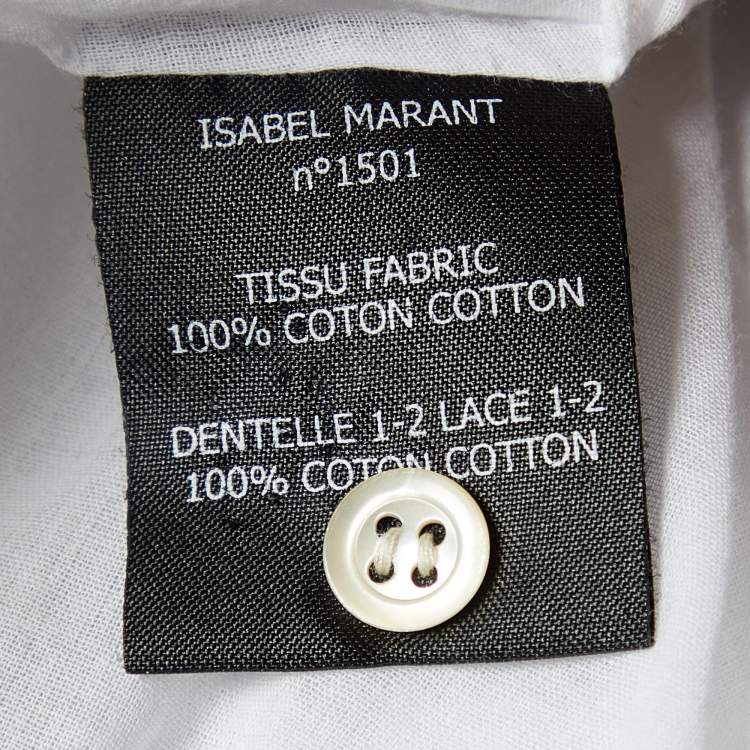 Pre Owned Isabel Marant Etoile White Cotton Lace Detail Pintuck Shirt M