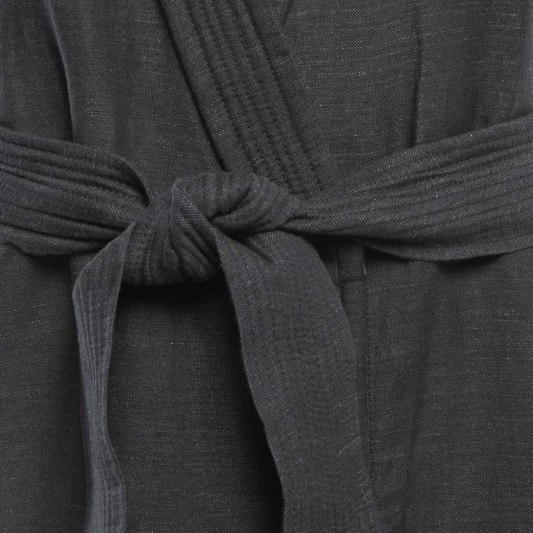 Pre Owned Isabel Marant Etoile Black Grey Linen Belted Sleeveless Mini Dress XS