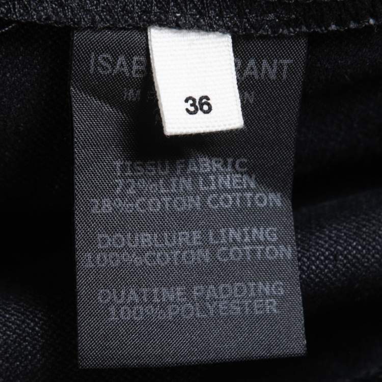 Pre Owned Isabel Marant Etoile Black Grey Linen Belted Sleeveless Mini Dress XS
