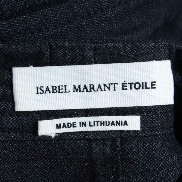 Pre Owned Isabel Marant Etoile Black Grey Linen Belted Sleeveless Mini Dress XS