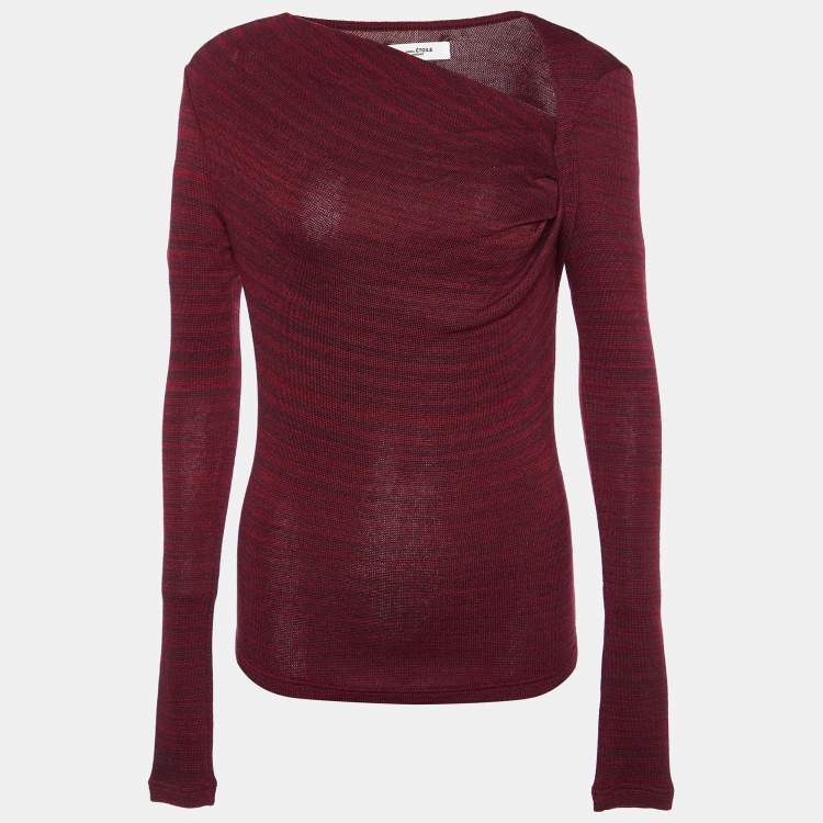 Pre Owned Isabel Marant Etoile Burgundy Knit Draped Top M